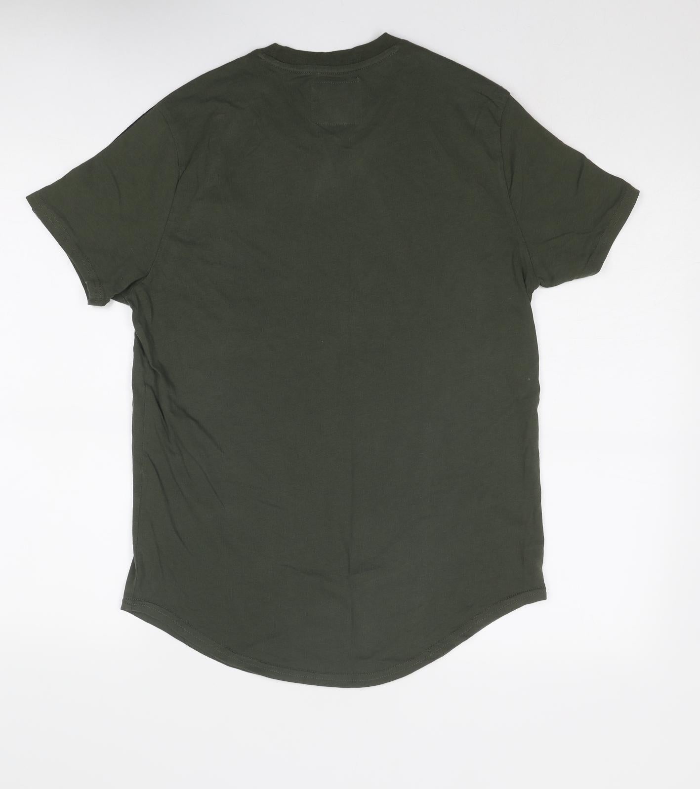 Hollister Mens Green Polyester T-Shirt Size S Round Neck