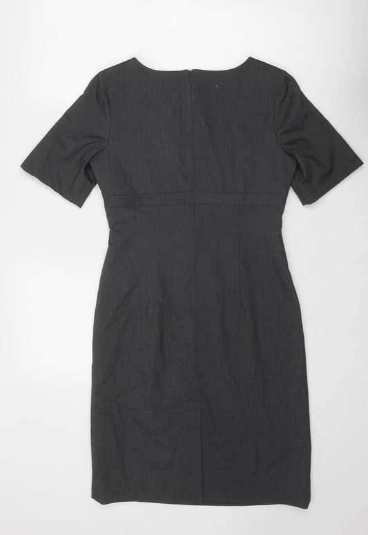 Icona Womens Grey Polyester Pencil Dress Size 8 Square Neck Zip
