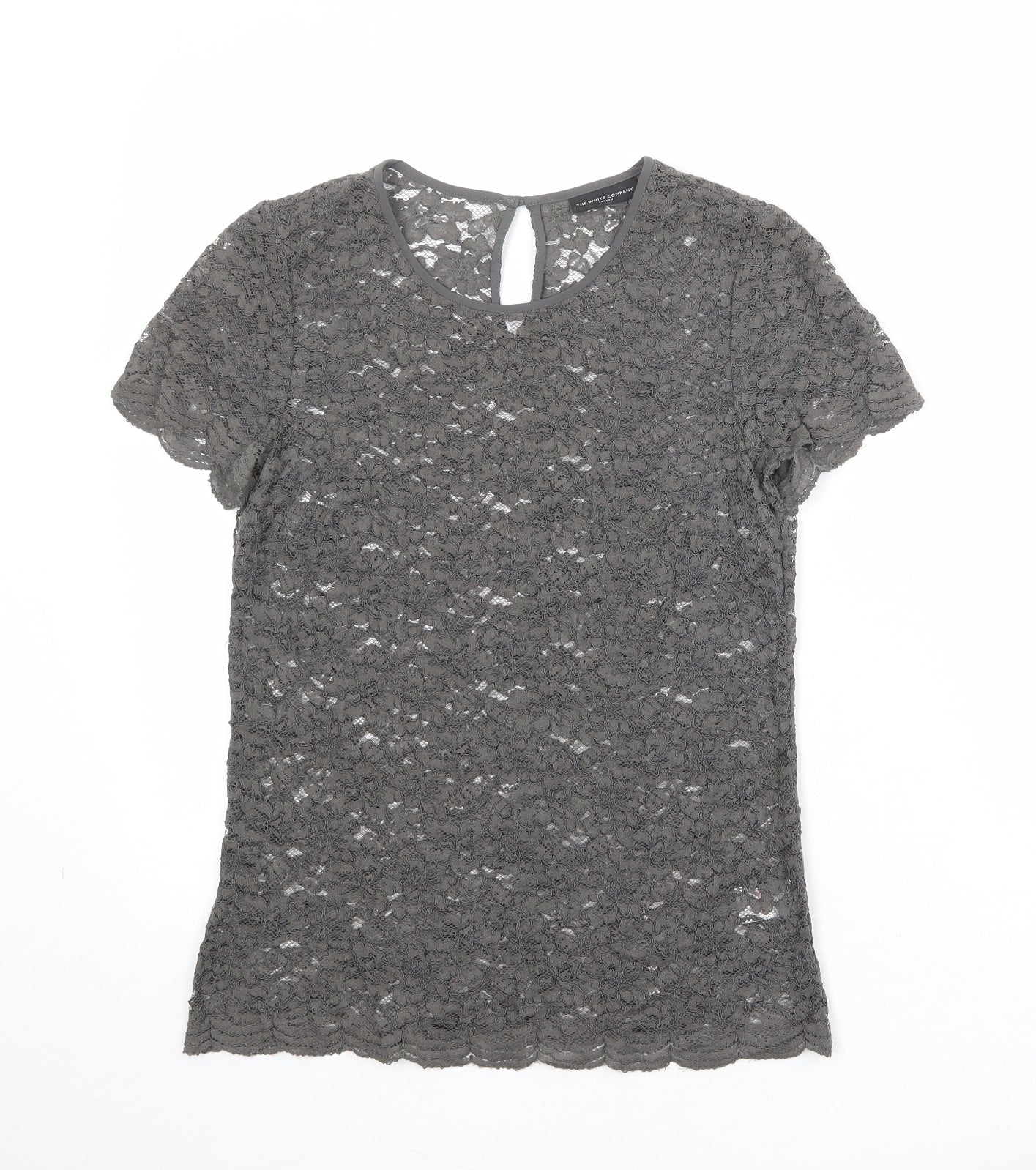 The White Company Womens Grey Viscose Basic T-Shirt Size 8 Round Neck