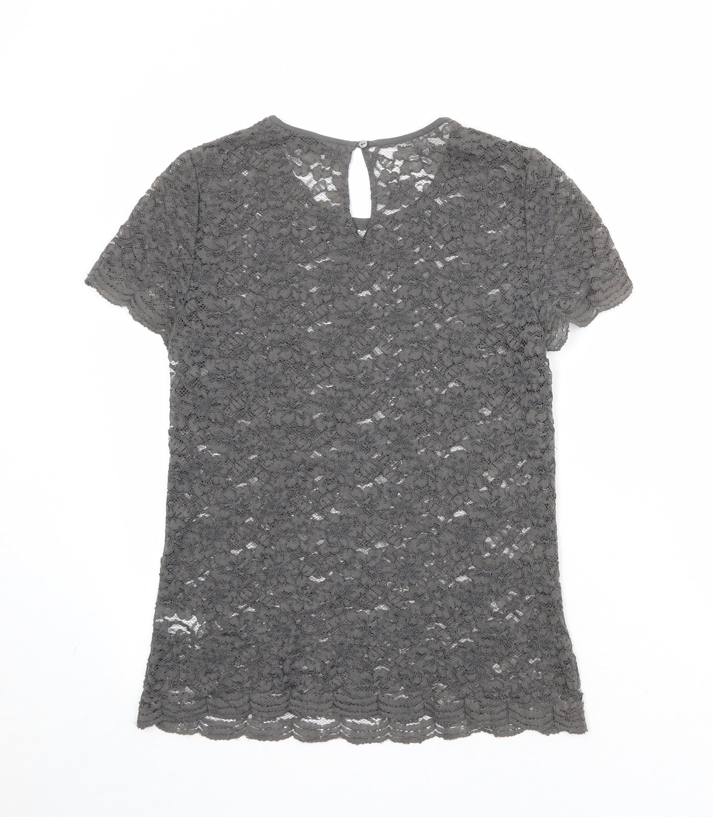 The White Company Womens Grey Viscose Basic T-Shirt Size 8 Round Neck