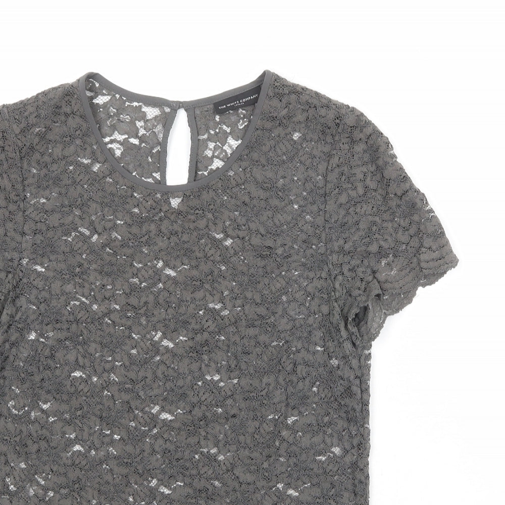 The White Company Womens Grey Viscose Basic T-Shirt Size 8 Round Neck