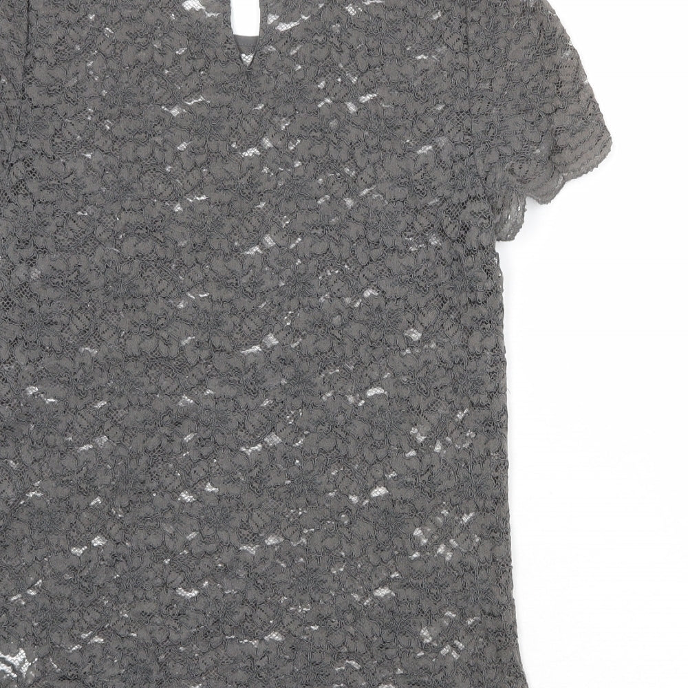 The White Company Womens Grey Viscose Basic T-Shirt Size 8 Round Neck