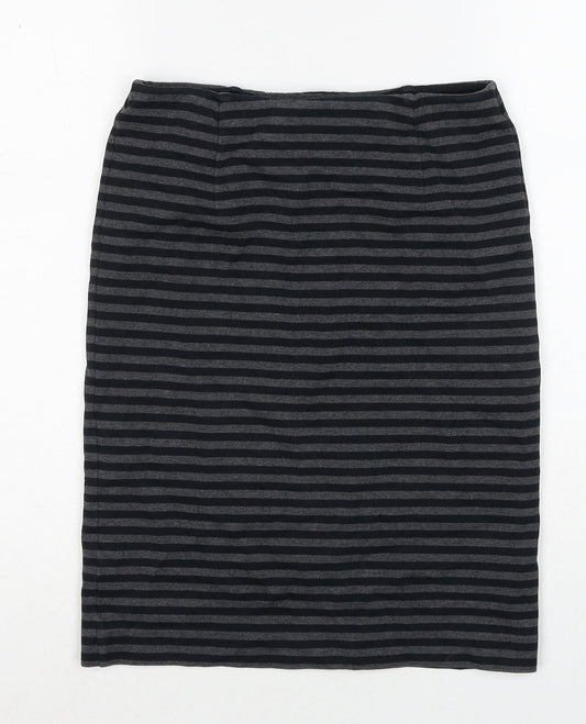 Deuxieme Classe Womens Grey Striped Cotton A-Line Skirt Size 10