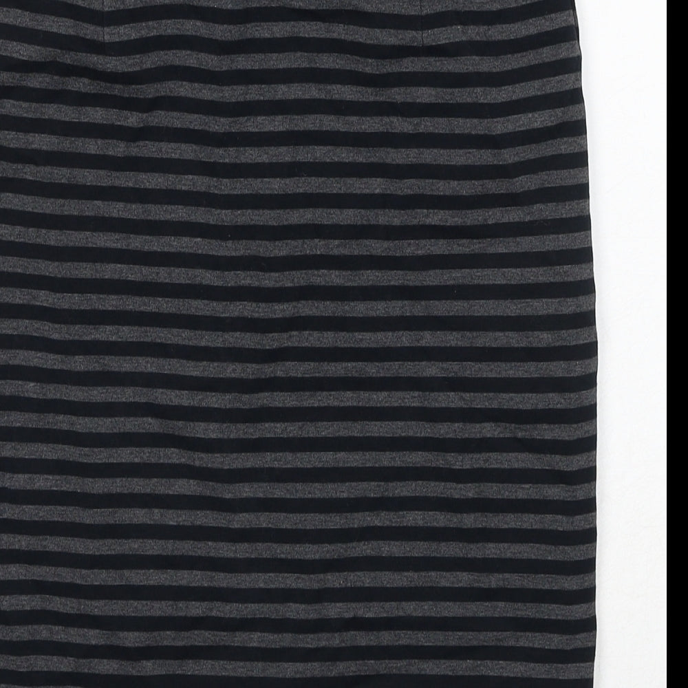 Deuxieme Classe Womens Grey Striped Cotton A-Line Skirt Size 10