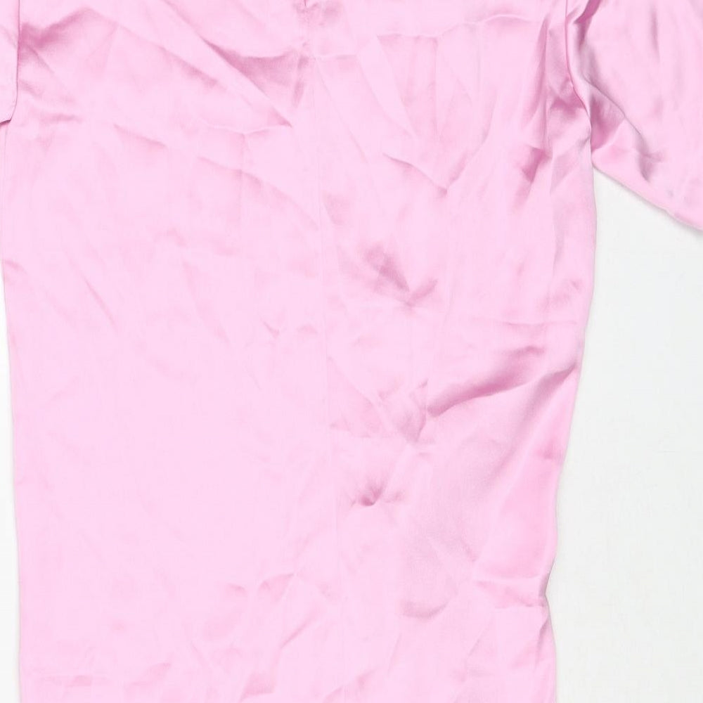 Zara Womens Pink Polyester T-Shirt Dress Size XS Round Neck Zip - Twist Detail