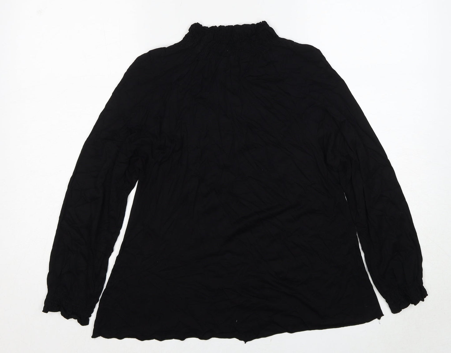 VERO MODA Womens Black Viscose Basic Blouse Size L Mock Neck