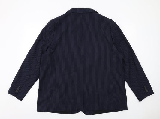 Marks and Spencer Womens Blue Pinstripe Polyester Jacket Suit Jacket Size 20