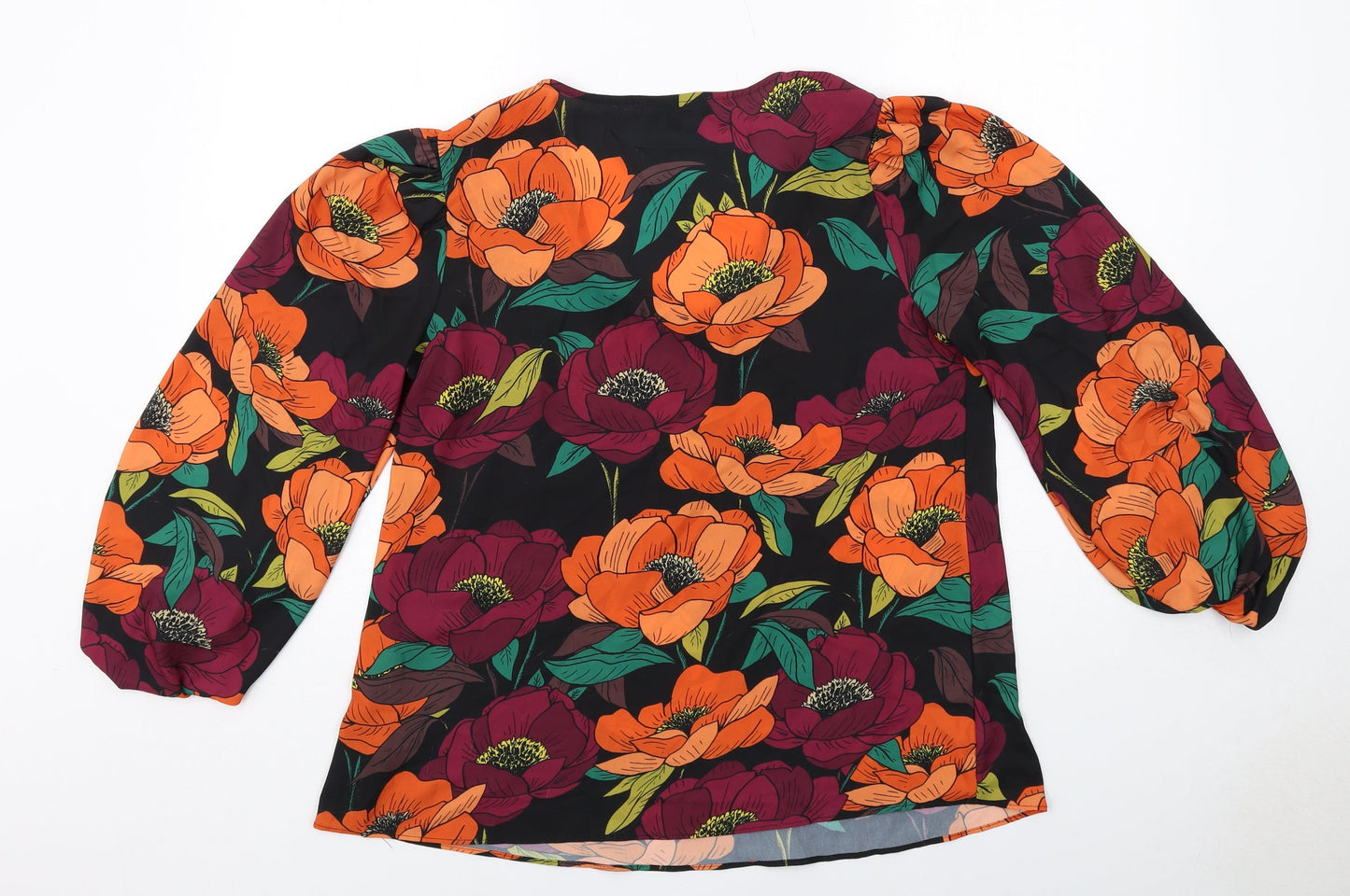 JD Williams Womens Multicoloured Floral Polyester Basic Blouse Size 12 V-Neck