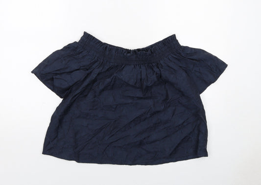 Jack Wills Womens Blue Cotton Basic Blouse Size 10 Boat Neck