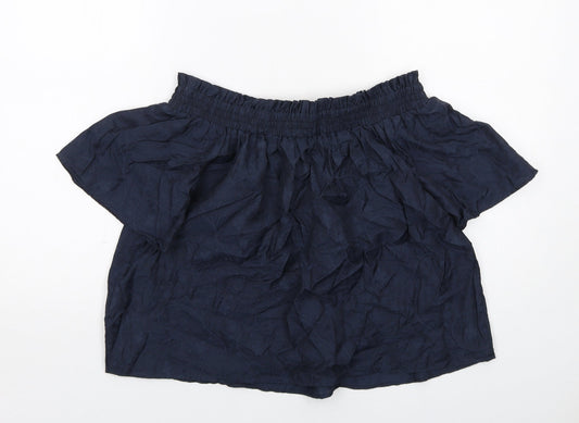 Jack Wills Womens Blue Cotton Basic Blouse Size 10 Boat Neck