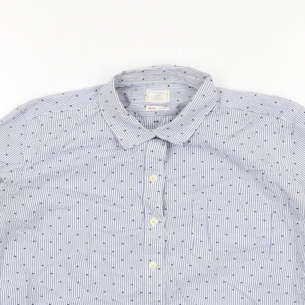 Gap Womens Blue Geometric Cotton Basic Button-Up Size XS Collared