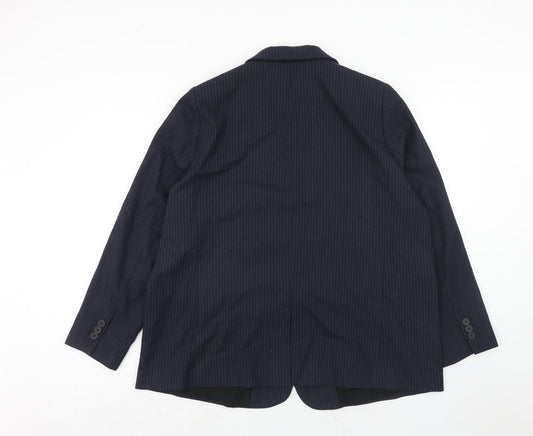 Marks and Spencer Womens Blue Pinstripe Polyester Jacket Suit Jacket Size 20