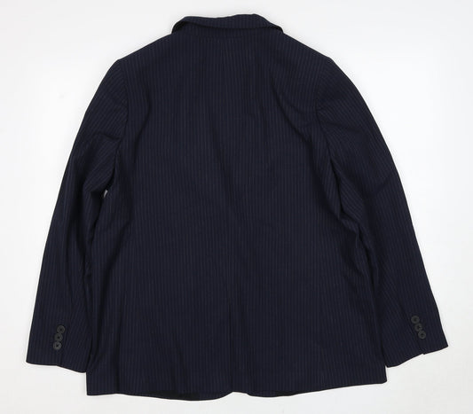 Marks and Spencer Womens Blue Pinstripe Polyester Jacket Suit Jacket Size 18