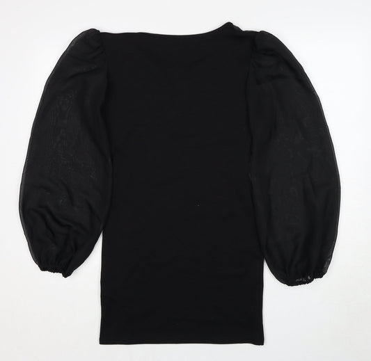 Love Womens Black Polyester A-Line Size S Round Neck Pullover - Size S-M