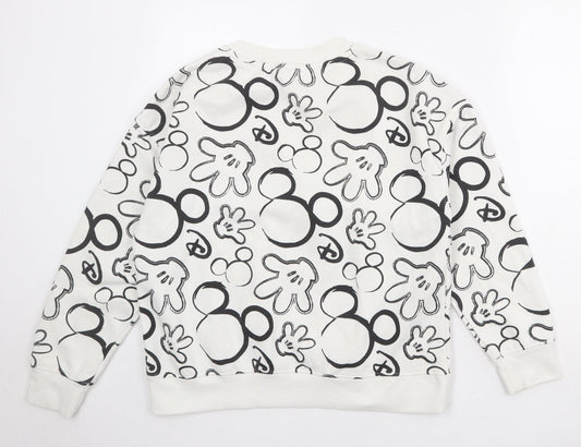 Disney Womens White Polyester Pullover Sweatshirt Size 10 Pullover - Mickey Mouse Size 10-12