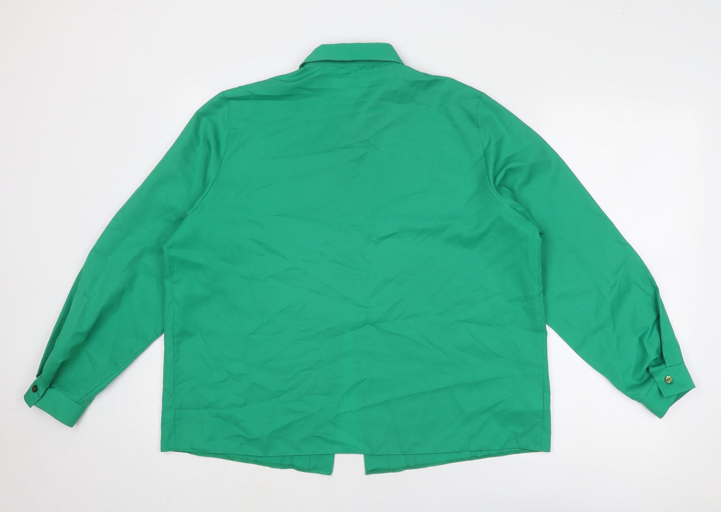 St Michael Womens Green Polyester Basic Button-Up Size 16 Collared