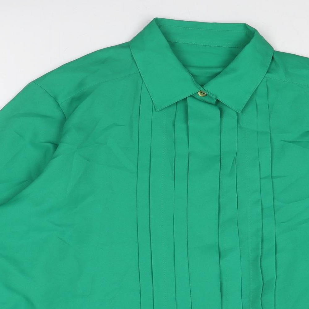 St Michael Womens Green Polyester Basic Button-Up Size 16 Collared
