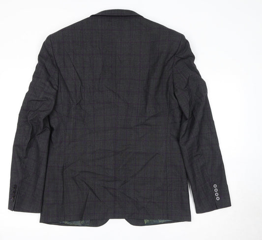 REMUS Mens Grey Check Wool Jacket Suit Jacket Size 42 Regular