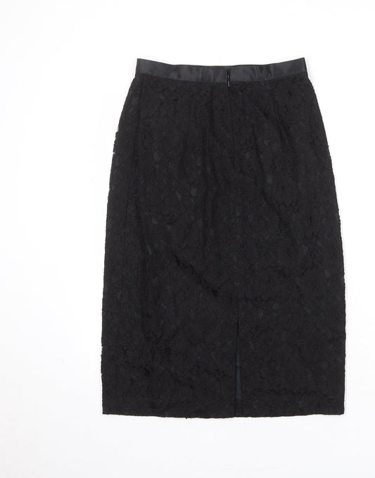 Entente Womens Black Geometric Viscose A-Line Skirt Size 12 Zip