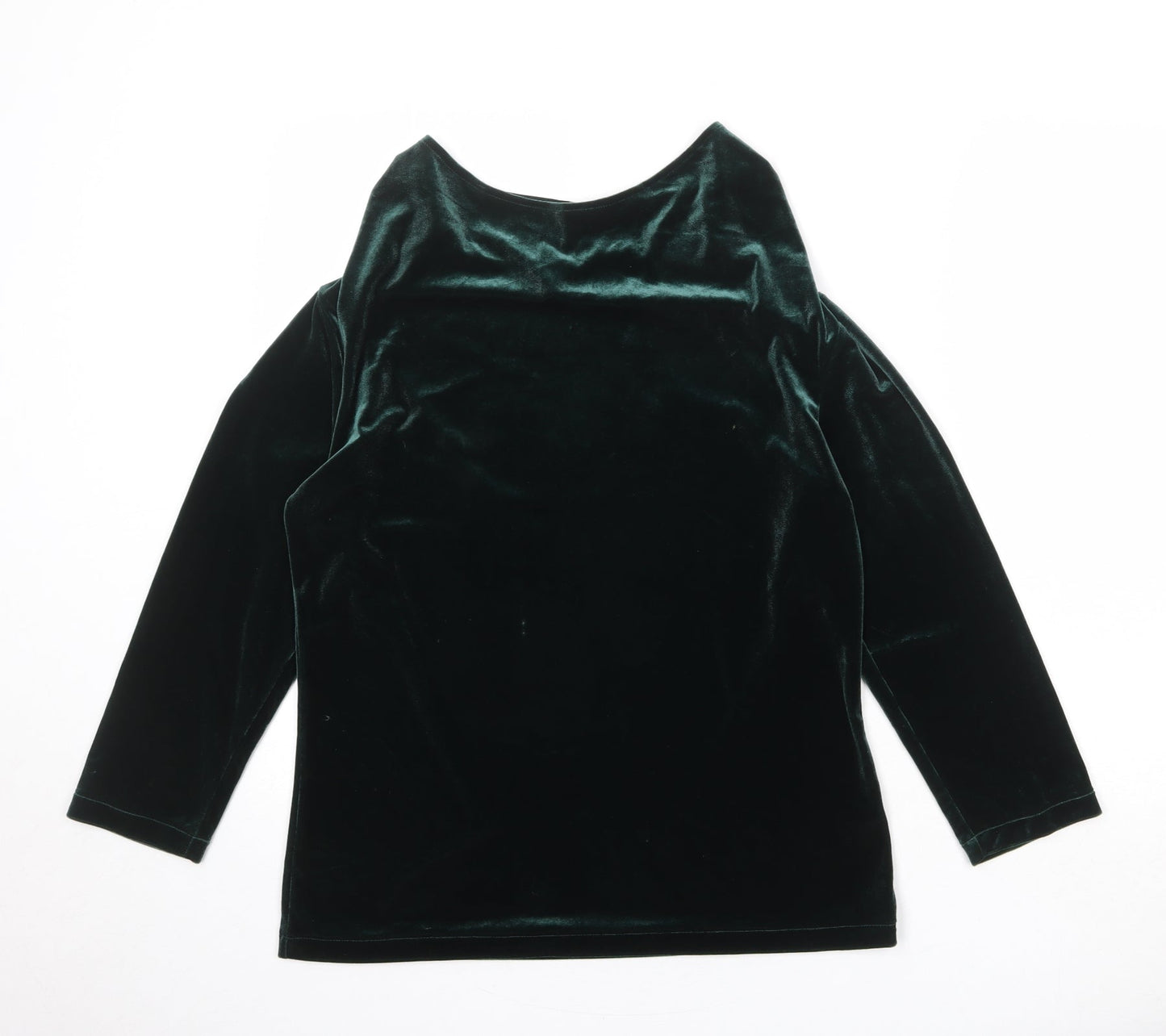 Lands' End Womens Green Polyester Basic T-Shirt Size M Cowl Neck