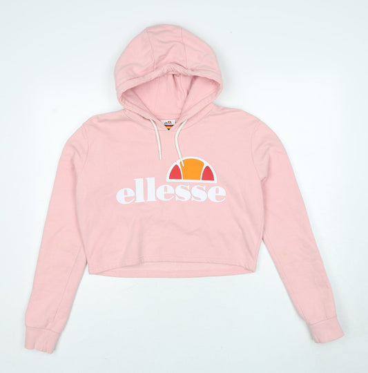 ellesse Womens Pink Cotton Pullover Hoodie Size 12 Pullover