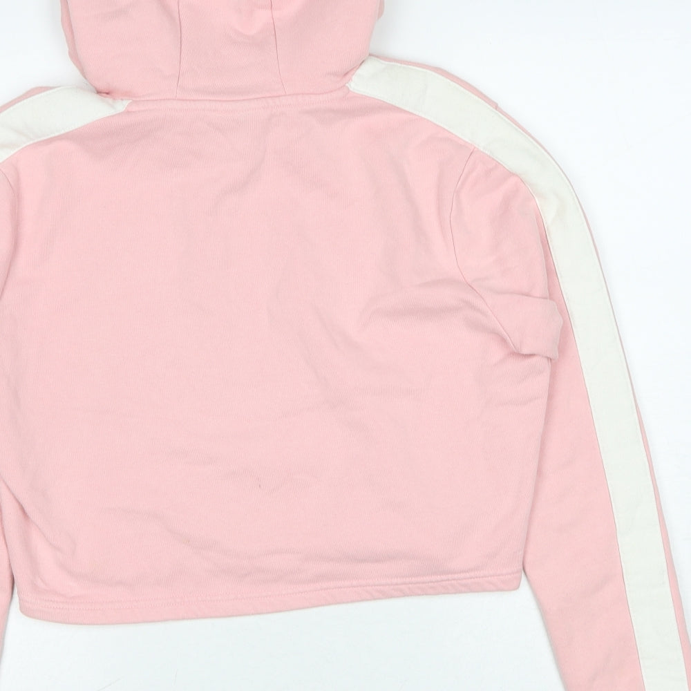 Brand and care label for Ellesse women’s pink cotton pullover hoodie, size UK 12, pullover