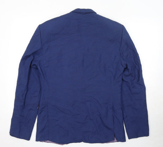 Ejaz Suiting Mens Blue Polyester Jacket Blazer Size 40 Regular