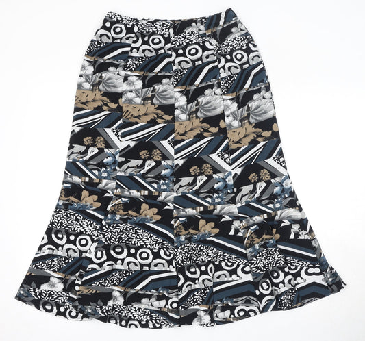 Saloos Womens Multicoloured Geometric Polyester Swing Skirt Size 12