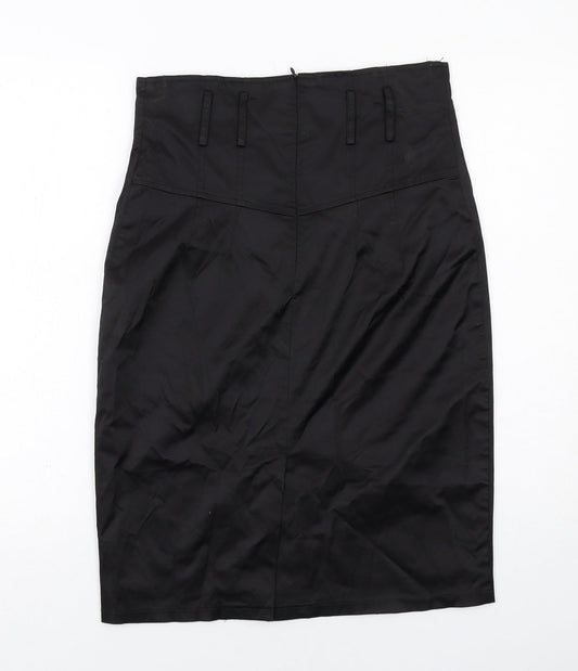 Lucy Womens Black Polyester Straight & Pencil Skirt Size L Zip
