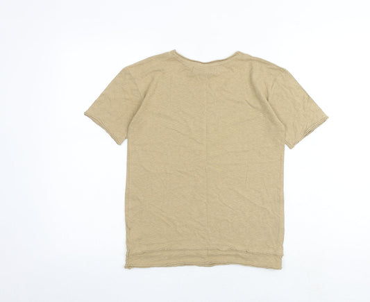 River Island Girls Brown Cotton Basic T-Shirt Size 7-8 Years Round Neck Pullover