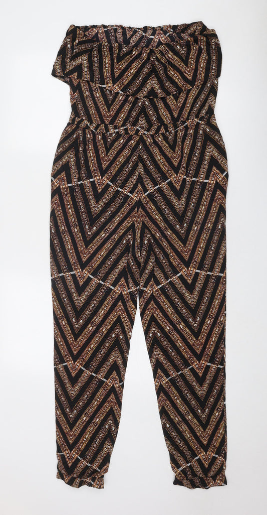 ASTR Womens Multicoloured Geometric Polyester Jumpsuit One-Piece Size S Pullover