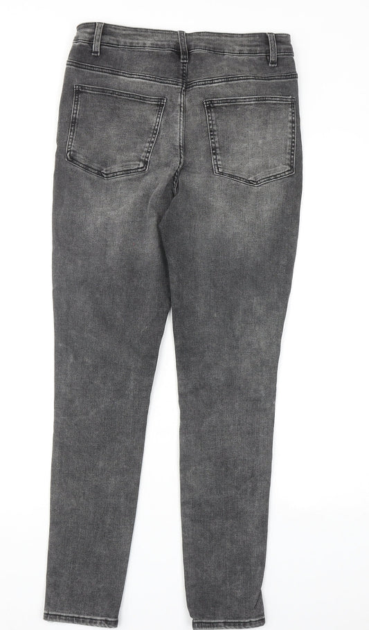 Marks and Spencer Womens Grey Cotton Skinny Jeans Size 10 Regular Zip