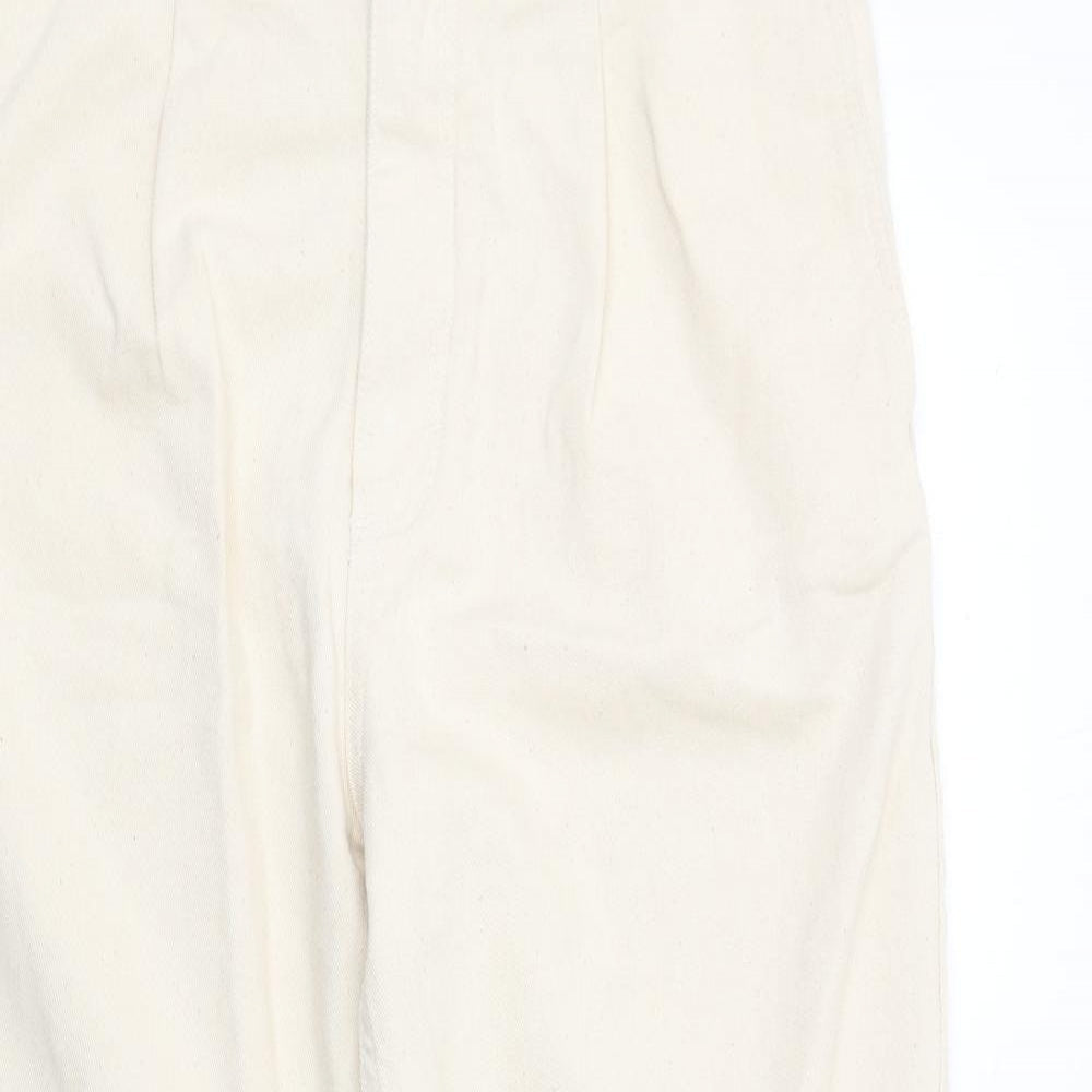 Pull&Bear Mens Beige Cotton Straight Jeans Size M Regular Zip