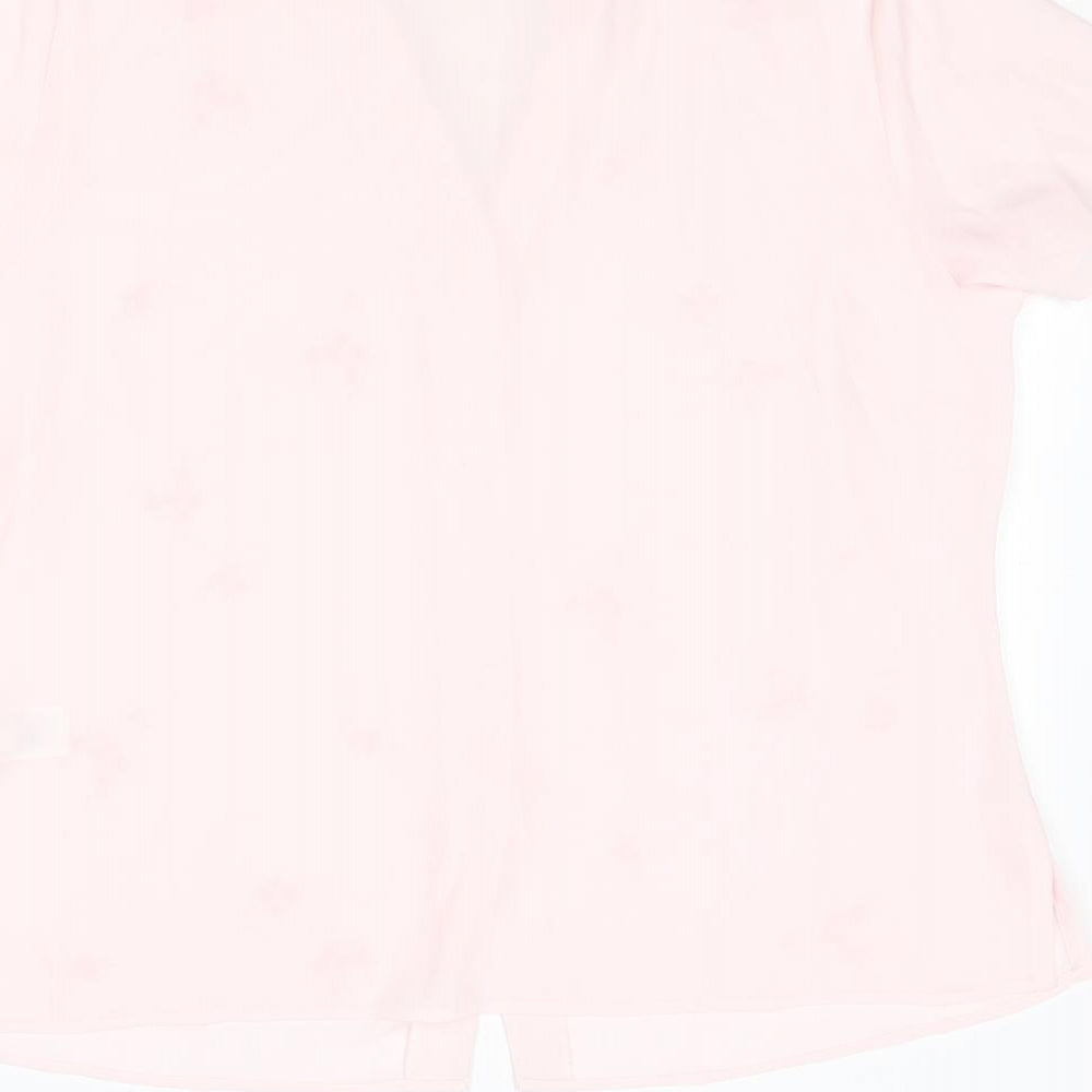 St Michael Womens Pink Floral Polyester Basic Button-Up Size 18 Collared