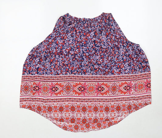 Gap Womens Multicoloured Geometric Polyester Basic Tank Size S Round Neck