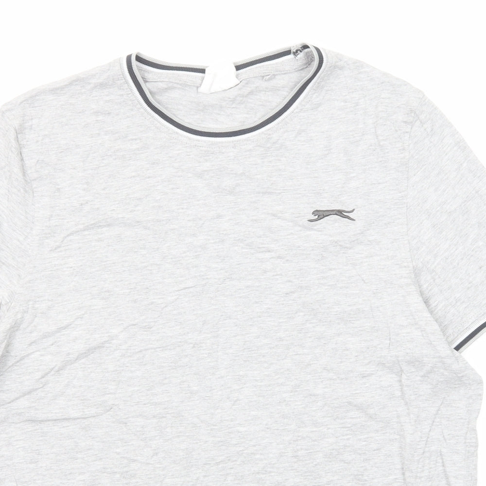 Slazenger Mens Grey Cotton T-Shirt Size S Round Neck