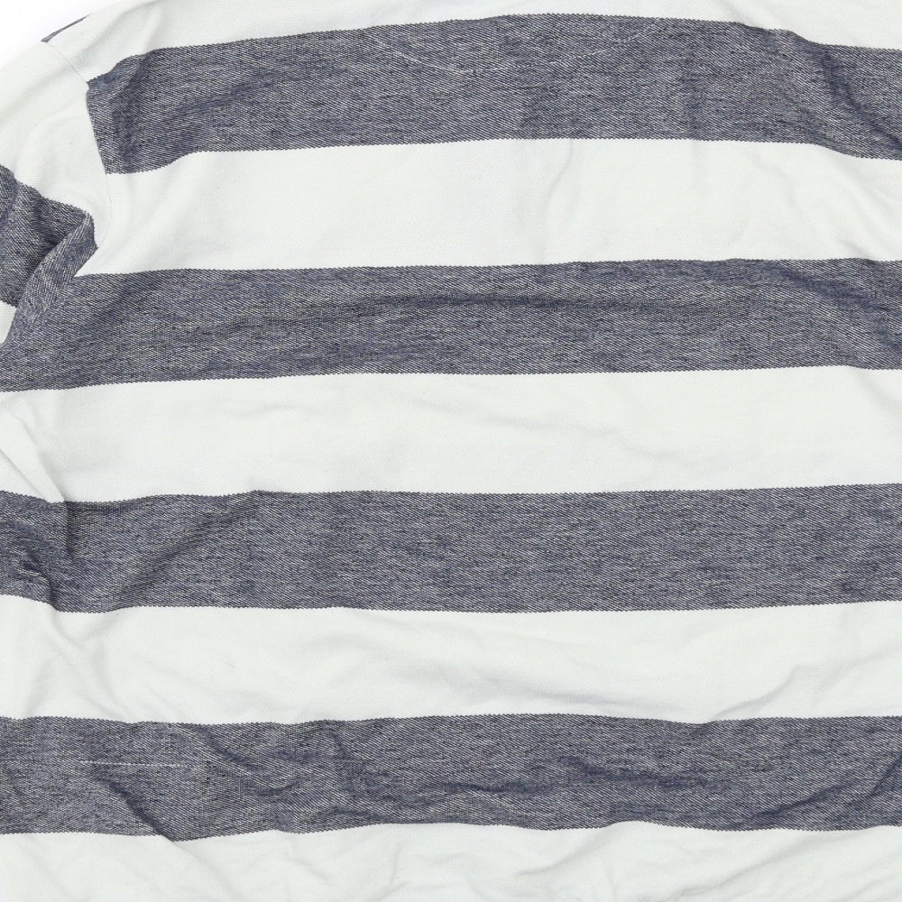Vittorio Fratini Mens Green Striped Cotton Henley Sweatshirt Size L