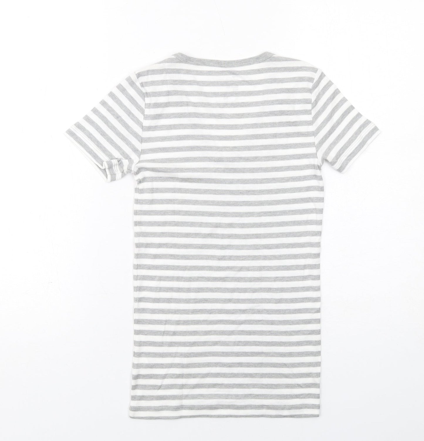 Gap Womens Grey Striped Cotton Basic T-Shirt Size XS V-Neck