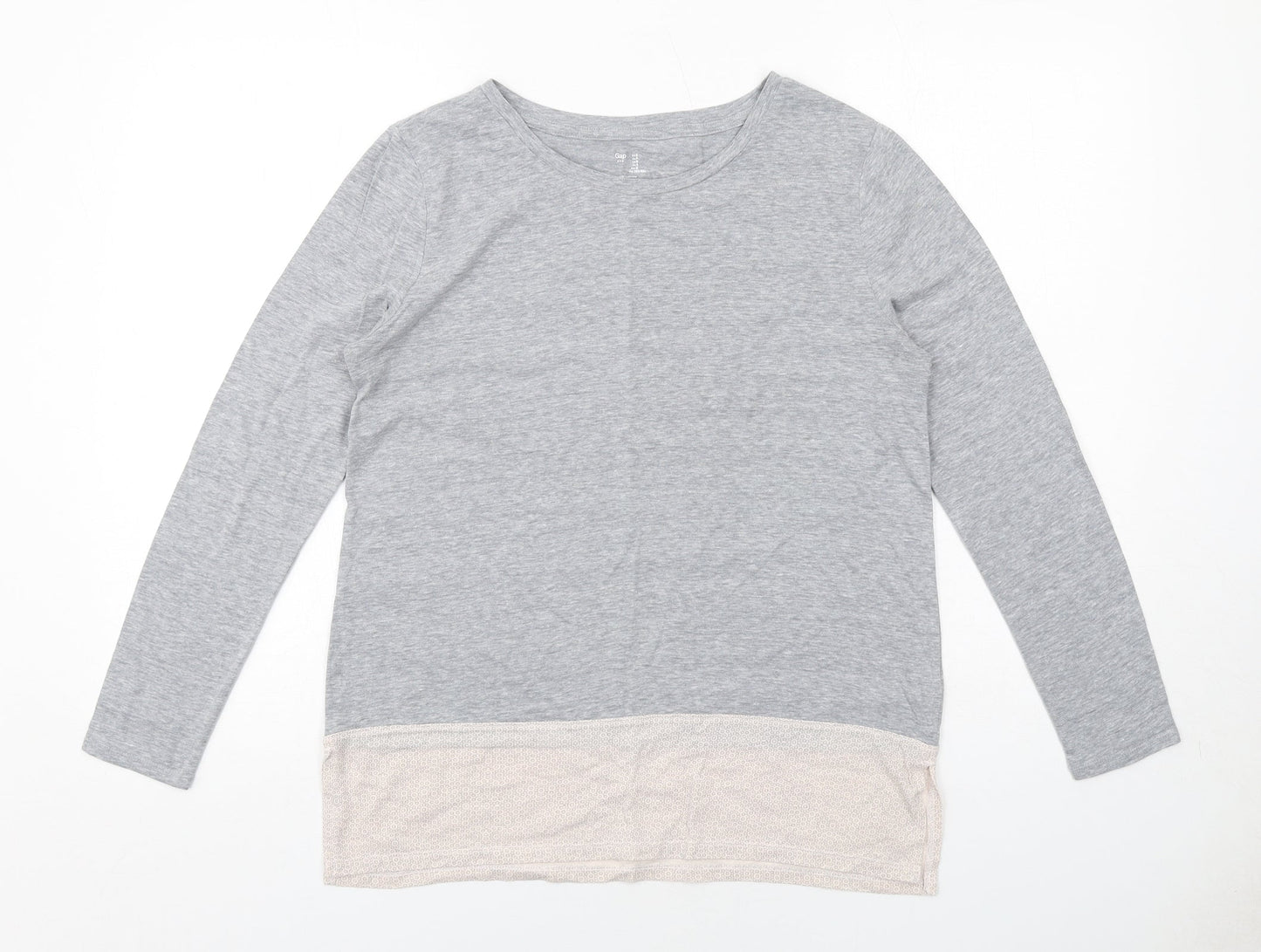 Gap Womens Grey Cotton Basic T-Shirt Size S Boat Neck