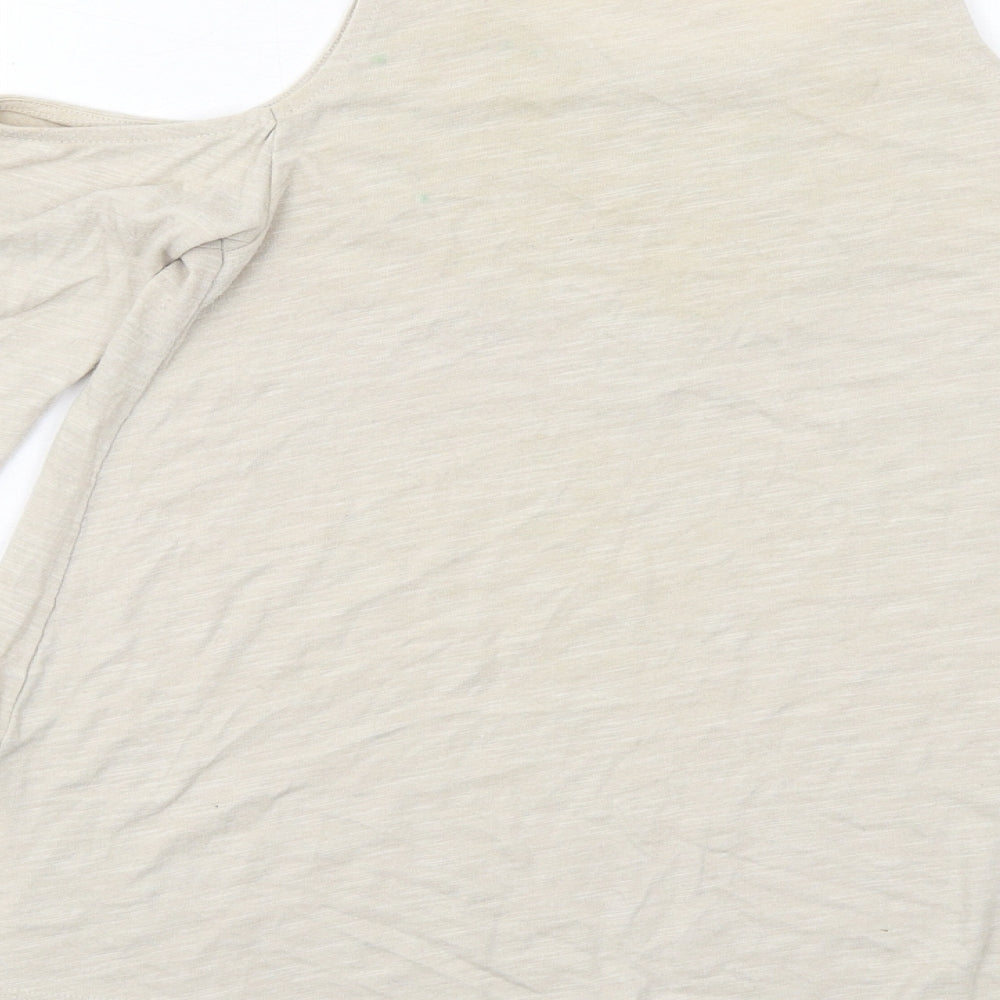 Hollister Womens Beige Polyester Basic T-Shirt Size XS Round Neck - Cold Shoulder