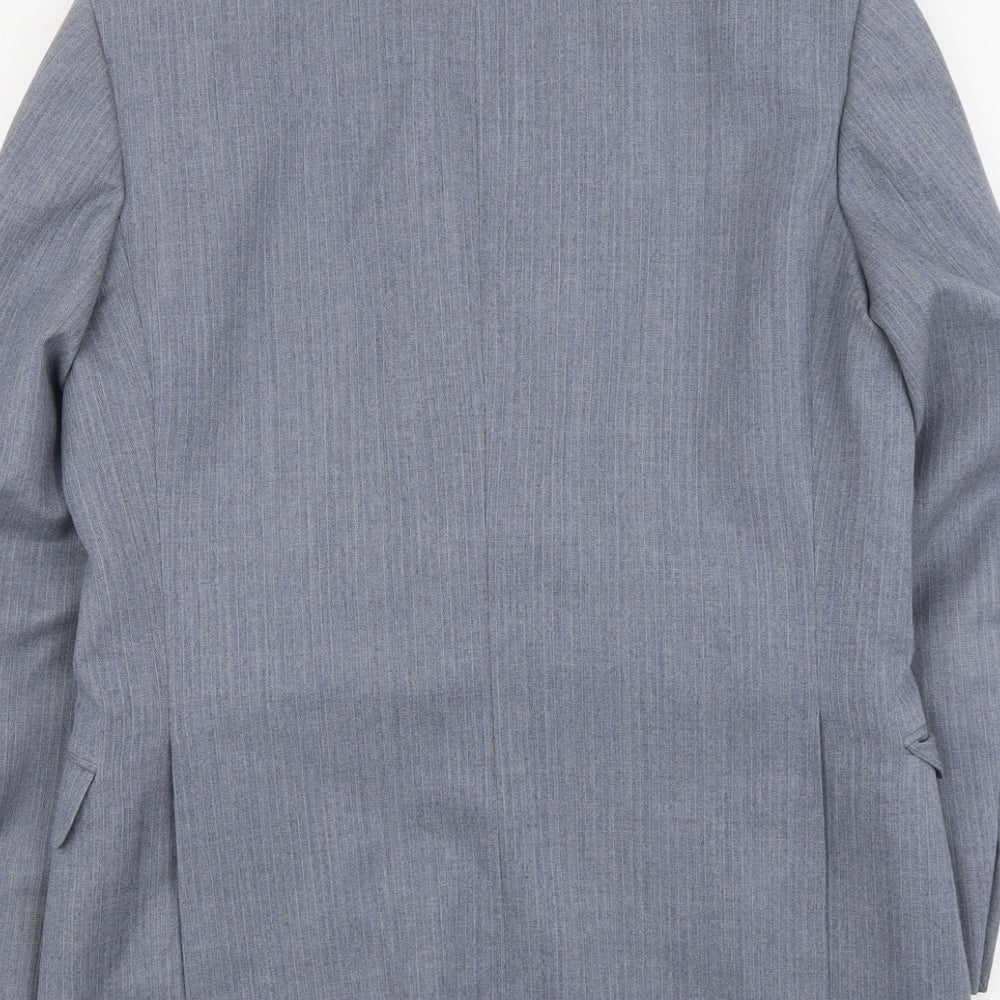 Marks and Spencer Mens Blue Striped Viscose Jacket Suit Jacket Size 38 Regular