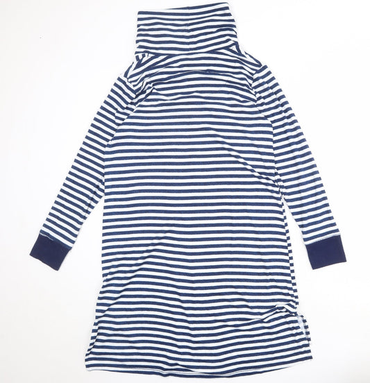 Carole Hochman Womens Blue Striped Polyester Jumper Dress Size S High Neck Pullover