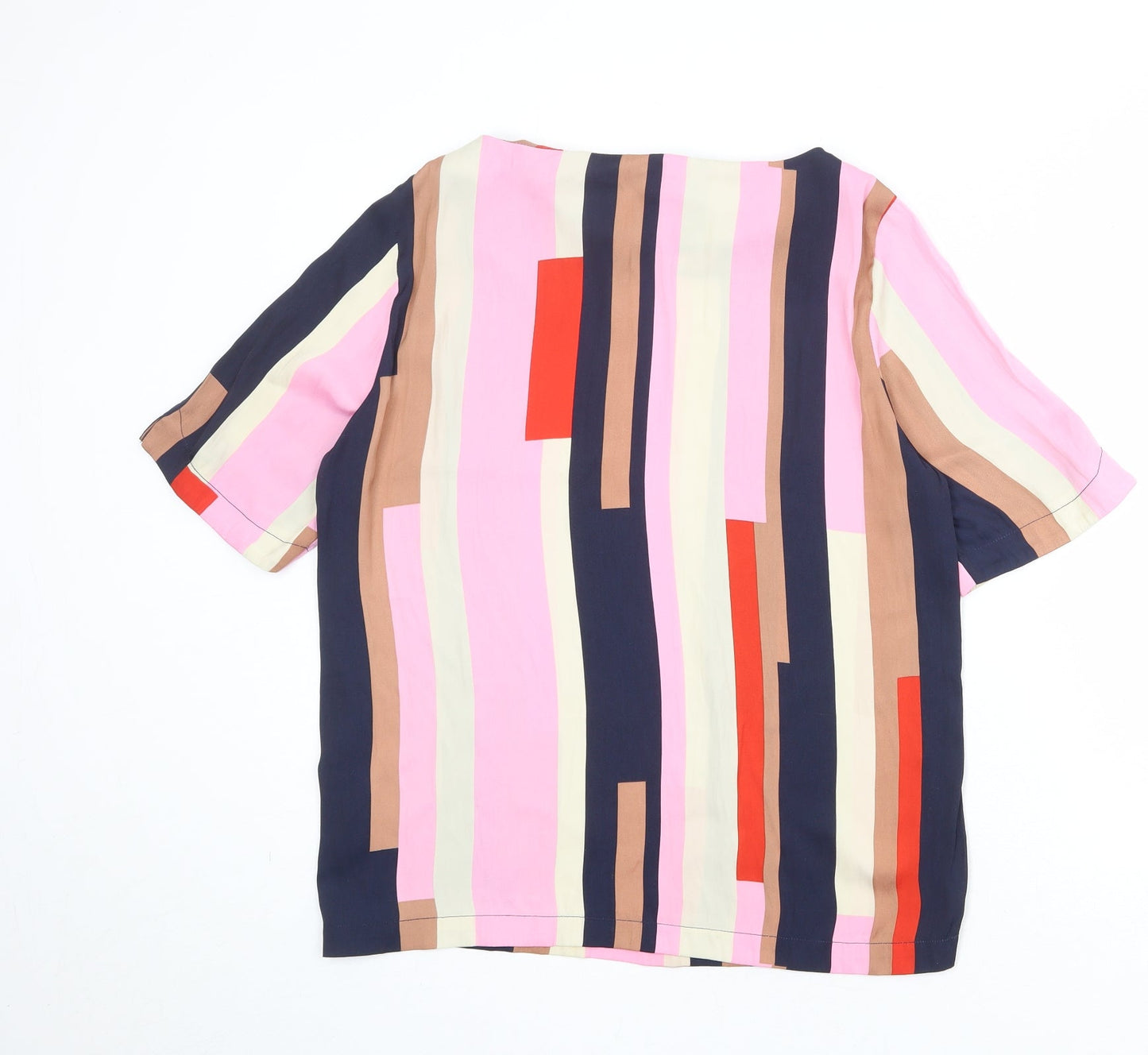VERO MODA Womens Multicoloured Colourblock Polyester Basic Blouse Size L Round Neck