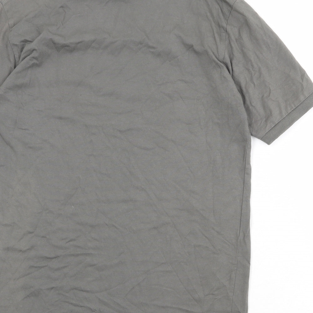 Mogul Mens Grey Cotton T-Shirt Size S Round Neck