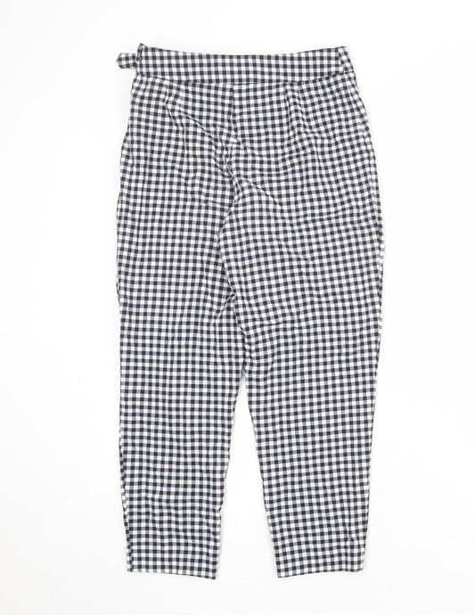ASOS Womens Blue Check Viscose Carrot Trousers Size 6 Regular Zip