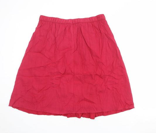 St Michael Womens Pink Cotton A-Line Skirt Size 14 Button