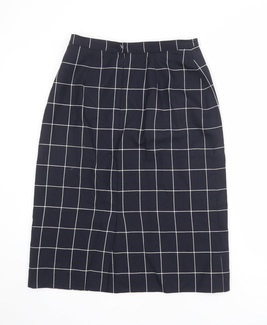 Planet Womens Blue Check Polyester A-Line Skirt Size 14 Zip