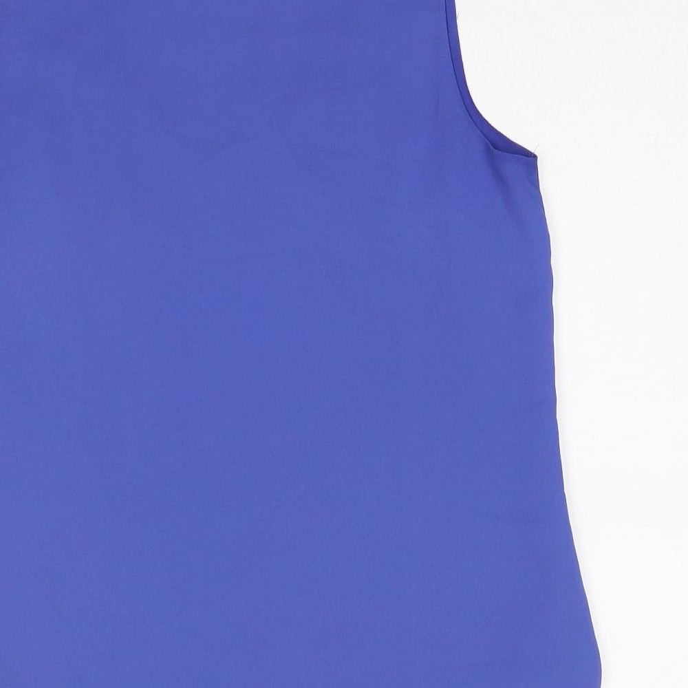 Oasis Womens Blue Polyester Basic Tank Size 10 V-Neck