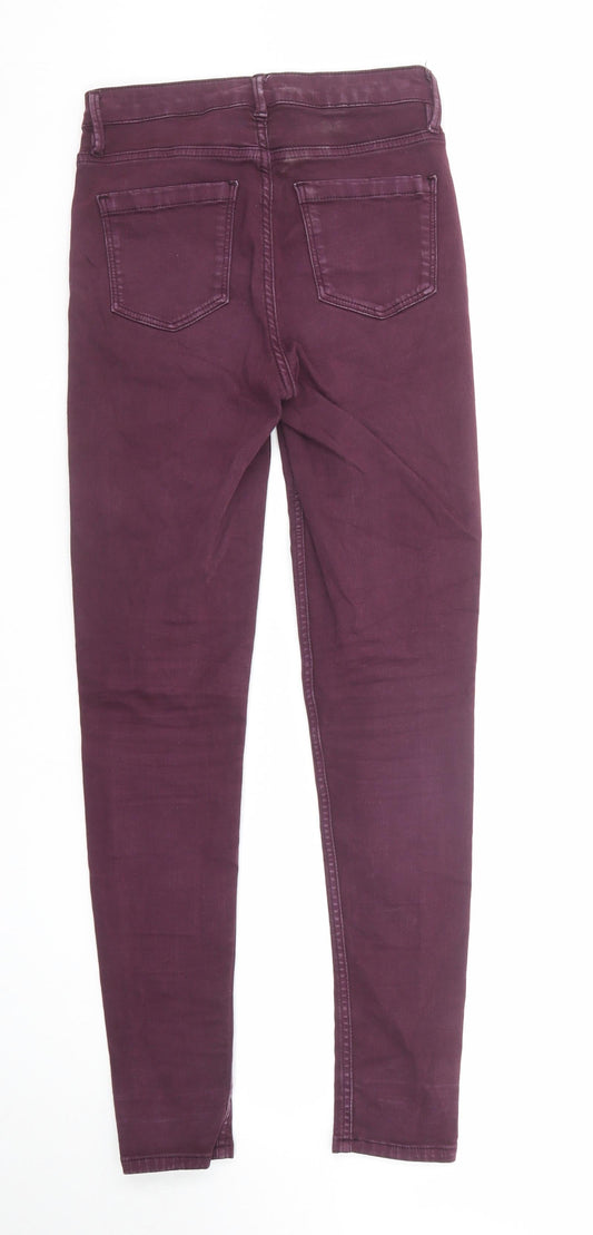 Oasis Womens Purple Cotton Skinny Jeans Size 8 Regular Zip