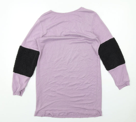 Select Womens Purple Colourblock Viscose Jumper Dress Size 8 Round Neck Pullover